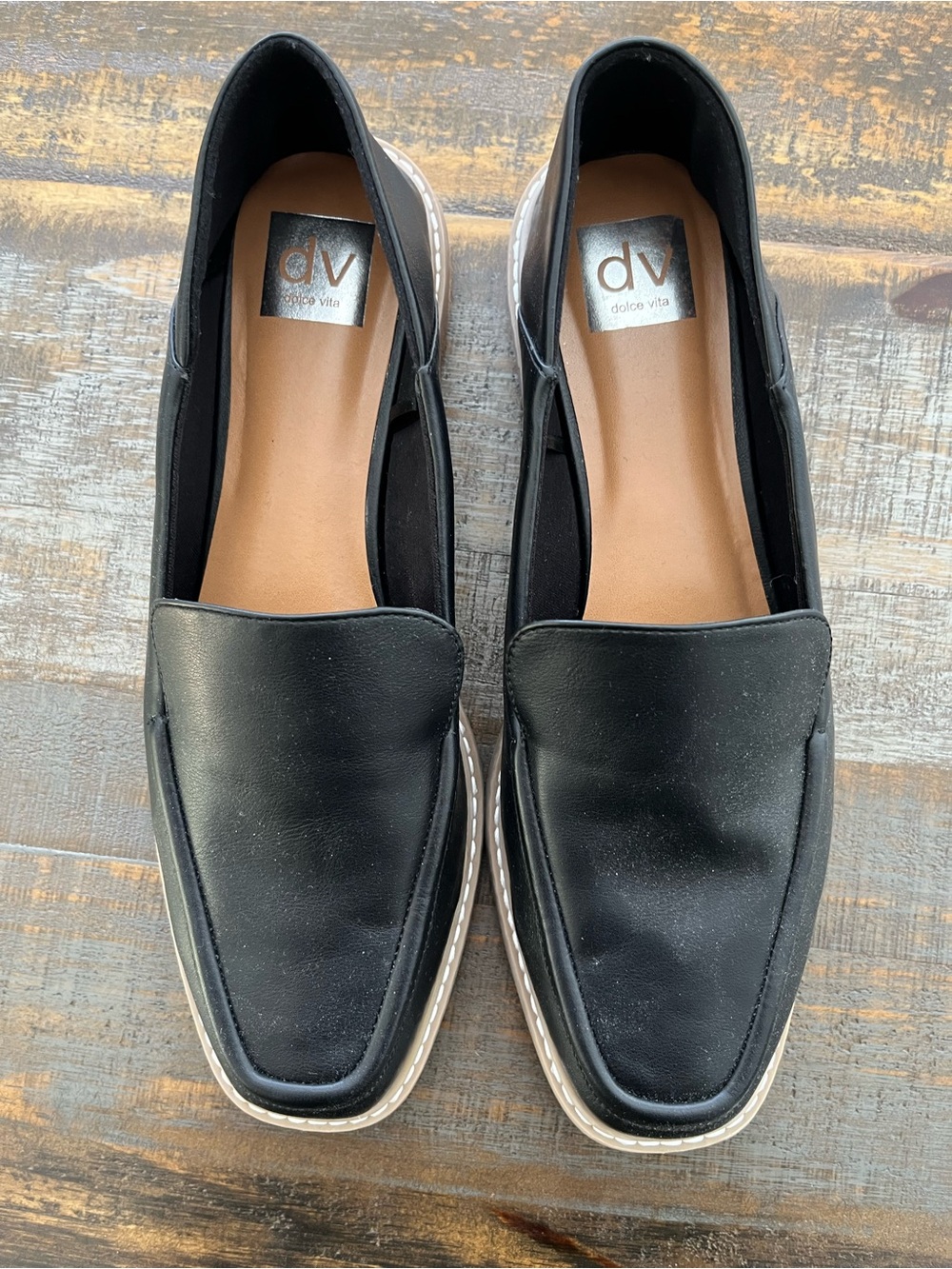 Dolce Vita Black Slip-On Square-Toe Loafers